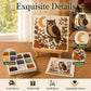 Halloween sea glass DIY art kit featuring owl, moon, and pumpkins artwork on easel