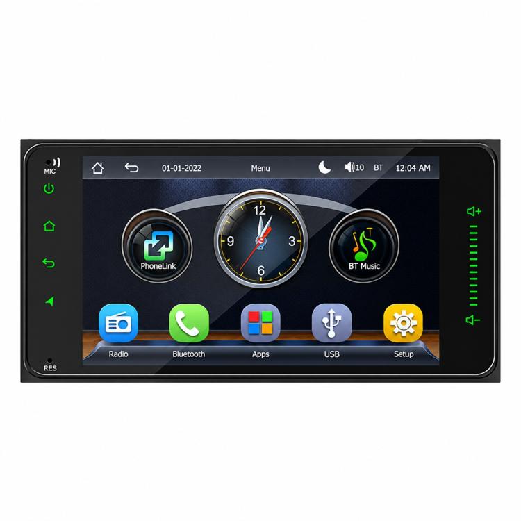 7-inch full-touch in-dash car MP5 player stereo with touchscreen showing PhoneLink and BT Music