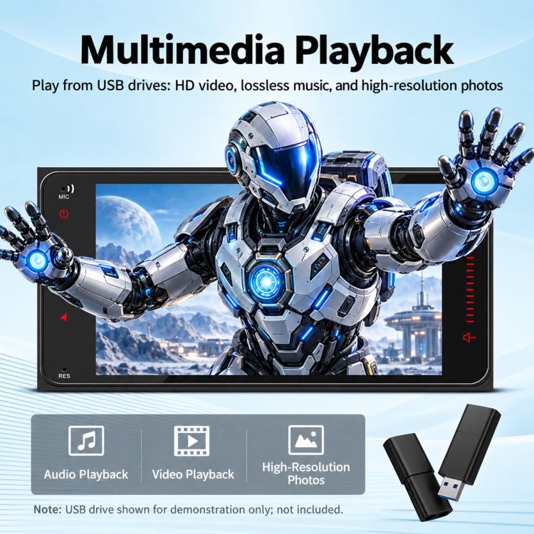 Car MP5 player with touchscreen media playback for audio, video, and photos