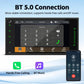 Car MP5 player with touchscreen showing BT 5.0 hands-free calling and BT music