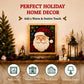 Framed Santa Claus holiday fabric art in wooden frame for wall decor
