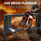 Car MP5 player screen displaying USB media playback video and audio formats