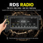 Car MP5 player head unit with touchscreen showing RDS radio frequency 87.80 MHz