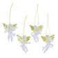 Four hanging angel pendants with gold wing accents and clear glittery detailing