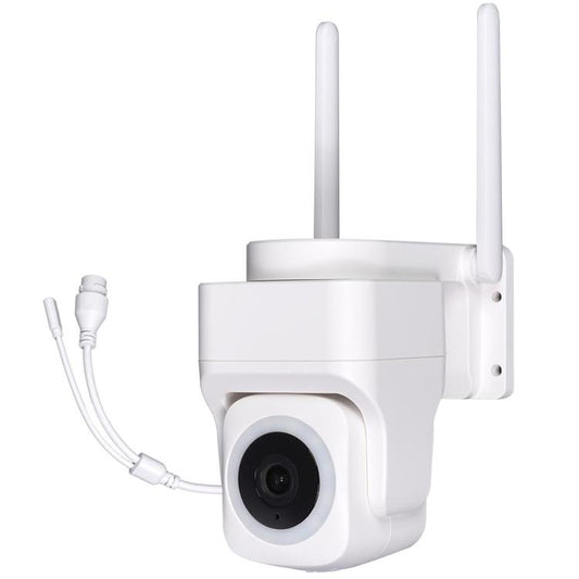 White outdoor WiFi infrared night-vision security camera with two antennas
