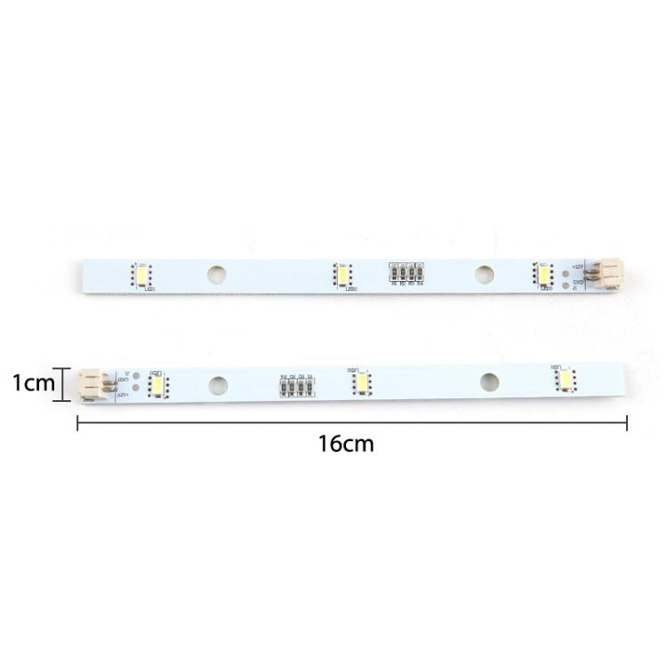 Refrigerator LED light strip pair, white PCB with mounting holes