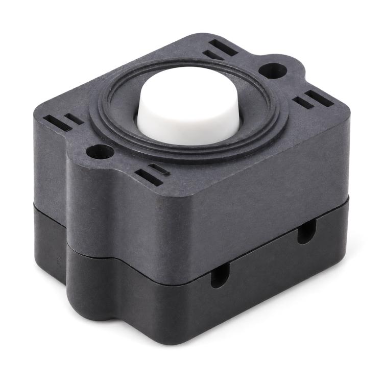 Diaphragm water pump pressure switch replacement, dark housing with white center knob.