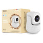 White WiFi security camera with dual-color lens view and product box