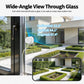Wide-angle glass-mounted security camera with white base and round lens module