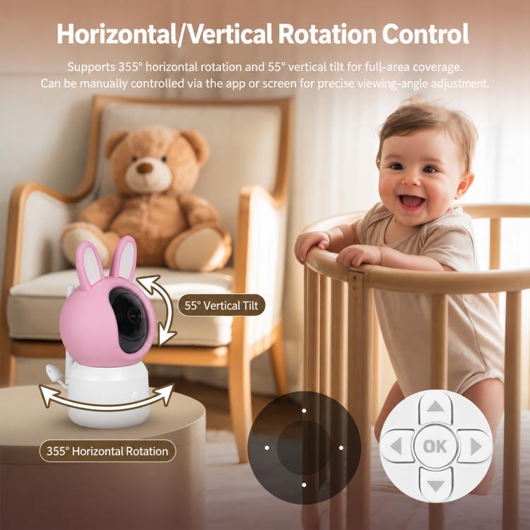 WiFi baby monitor with rabbit camera that supports horizontal and vertical rotation