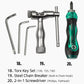 Bicycle tool set with Torx keys, chain breaker, and 2-in-1 screwdriver handles