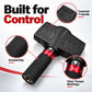 Textured T-handle torque wrench with clear torque markings on red collar