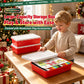 Kids Christmas pegboard toy with red storage case and play board on table
