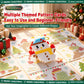 Christmas pegboard pattern cards with colorful peg designs and mushroom shapes