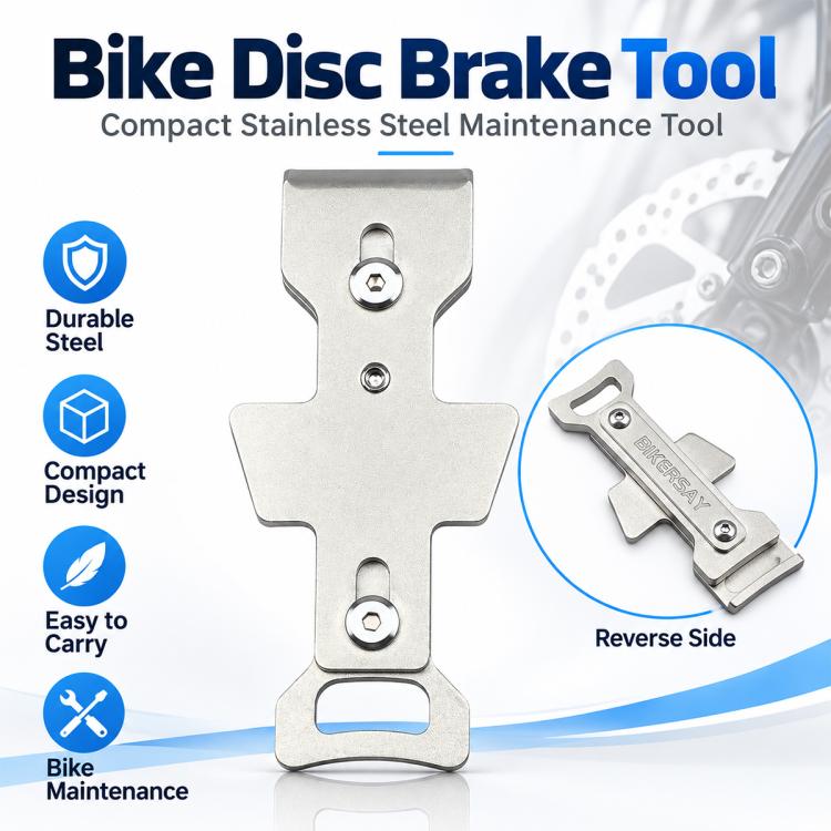 Silver disc brake tool with cross plate and two hex screw sockets
