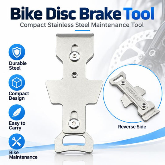 Silver disc brake tool with cross plate and two hex screw sockets