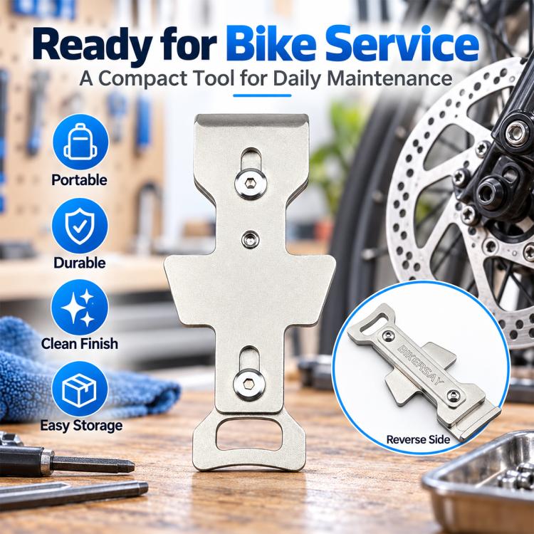 Silver disc brake tool with cross handle and two hex screw openings