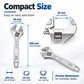 Silver compact adjustable wrench with 30 mm max opening and measured scale
