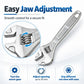 Silver adjustable wrench with easy jaw adjustment and worm gear for secure grip
