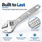Silver drop-forged steel adjustable wrench with durable metal body and textured grip