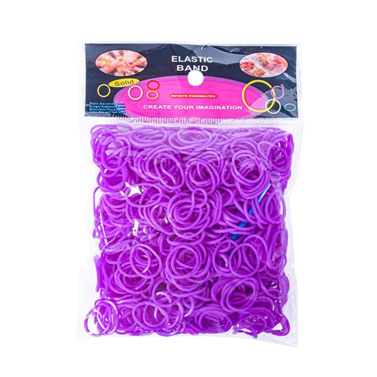Rubber band bracelet making kit with vibrant purple elastic bands, 600-piece pack