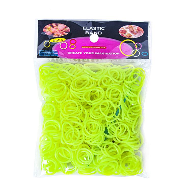 Neon yellow-green elastic rubber band bracelet making kit, 600 bands in a sealed pack