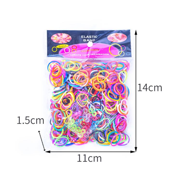 600-piece DIY bracelet making kit pouch of mixed-color elastic bands, 11cm x 14cm