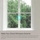 Wireless magnetic window sensor with a blue status light on the glass
