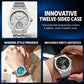 Men's skeleton tourbillon automatic watch with silver dial and stainless bracelet