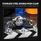 Dulunwe 6057B skeleton mechanical watch with stainless steel bracelet and openwork dial