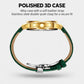 Men's automatic mechanical watch with white dial, gold case, green leather strap