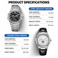 Dulunwe Nautilus automatic watch shown in steel bracelet and leather strap front views