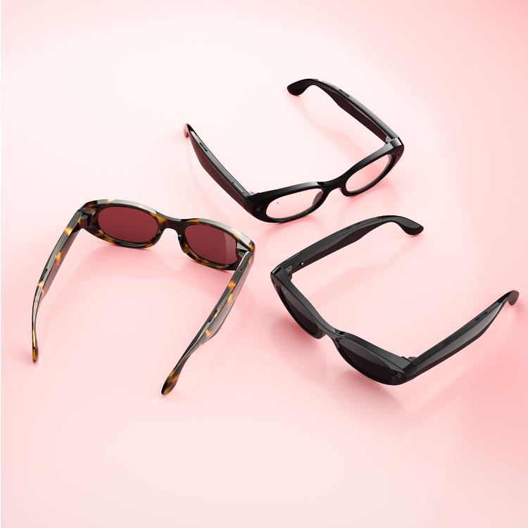 MT6 Cat Eye Smart Glasses with Folding Charging Case, AI Camera Eyewear with Voice Assistant, Translation, Photo and Video Recording, Sunglasses, Anti Blue Light Lens, Tortoise