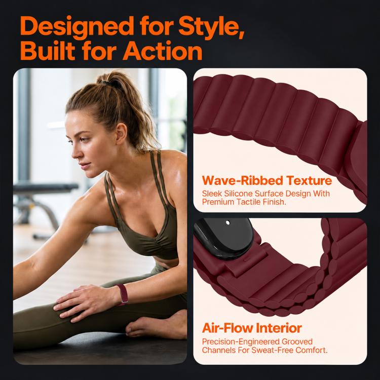 xDfind Wavy Texture Loop Magnetic Silicone Watch Band, For Google Fitbit Air