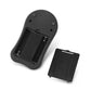 Mouse-shaped electronic jewelry scale, black, back view with battery compartment and cover