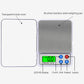 Digital kitchen scale showing stainless weighing pan and clear dust cover