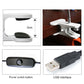 UVC clip lamp details: clamp opening, power switch button, and USB interface