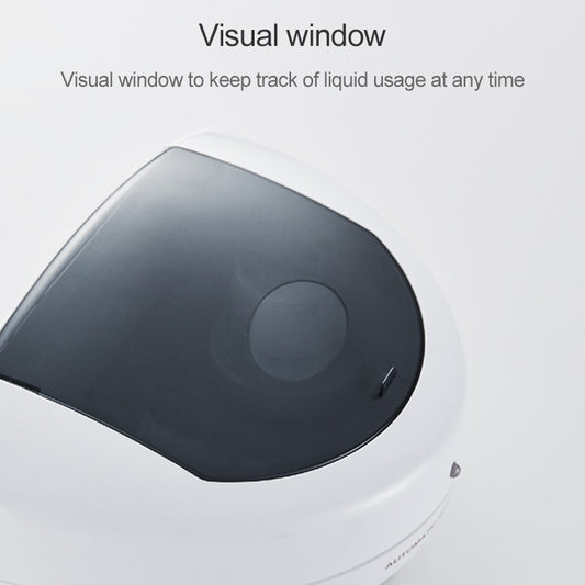 Foam soap dispenser with dark gray infrared sensor window on white housing