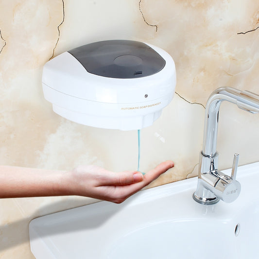 Wall-mounted automatic foam soap dispenser, white plastic with gray top