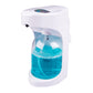 White automatic soap foam dispenser with clear blue liquid tank