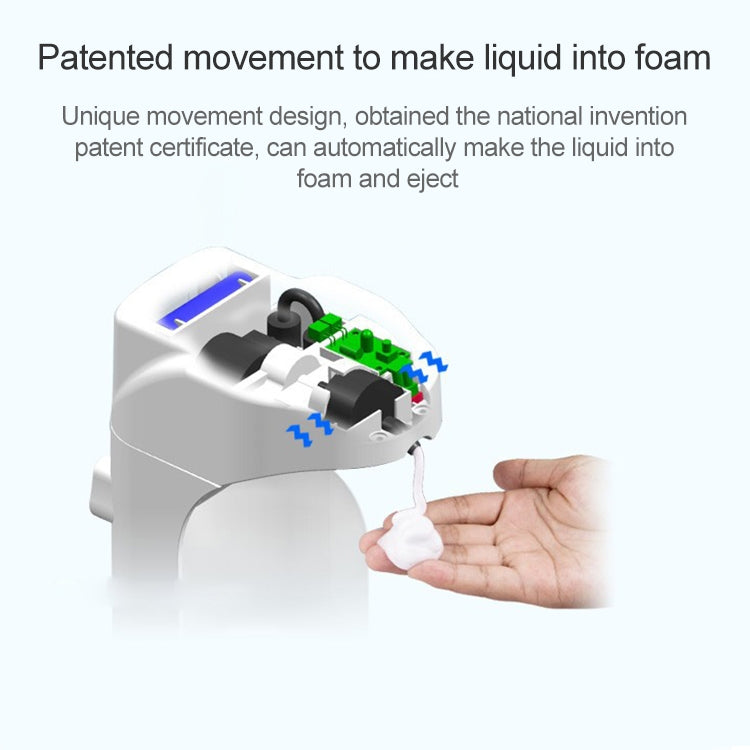 White automatic foam soap dispenser with foam dispensing nozzle
