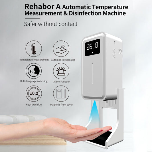 Rehabor A non-contact temperature and soap dispenser with LCD screen and hand