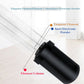 UV sterilizer tube with black end caps and internal filament column detail