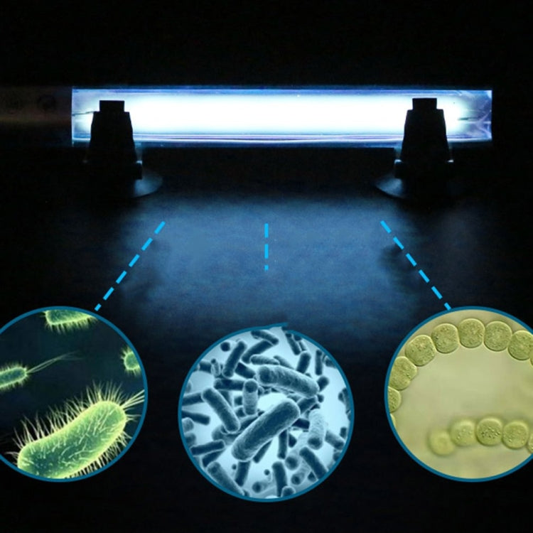 UV lamp tube with blue glow and bracket mounting ends