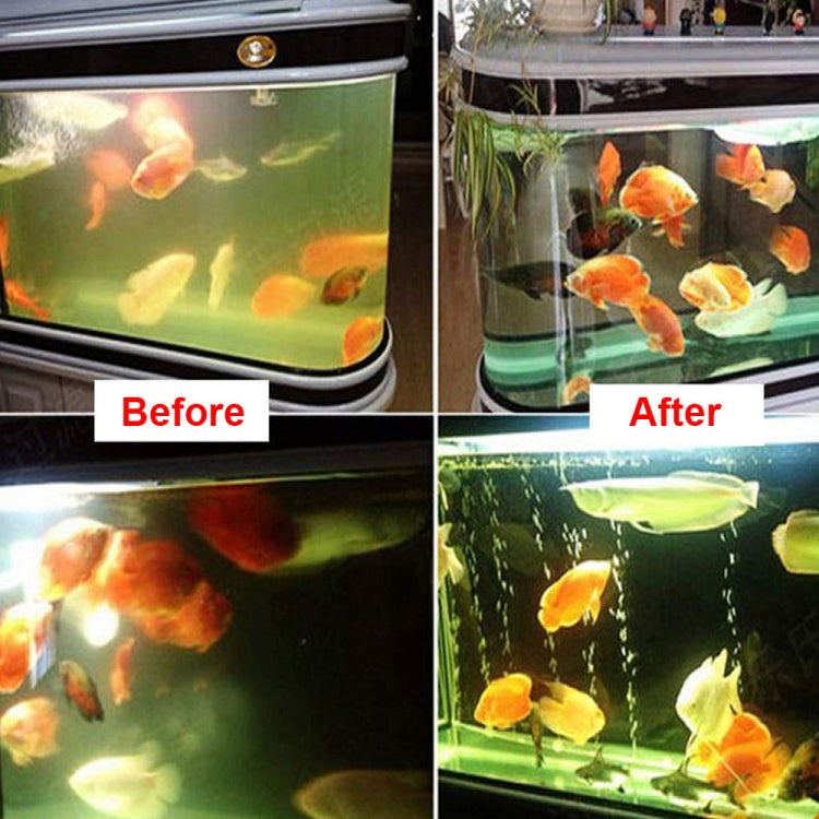 Fish tank before and after treatment with UV sterilizer lamp and blue tube light