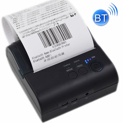 Portable Bluetooth thermal receipt printer with paper roll installed and BT-ready controls