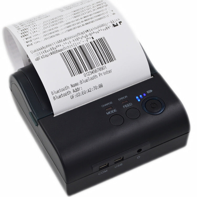 Portable Bluetooth thermal receipt printer with barcode receipt paper and front control panel