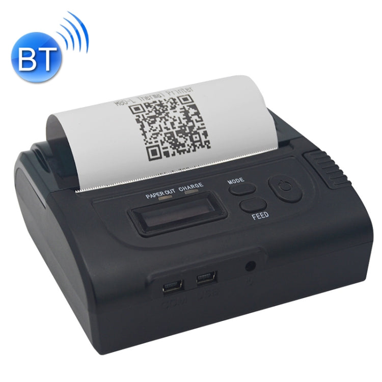Portable dark thermal receipt printer with QR code paper roll and control buttons