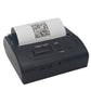 Portable dark thermal receipt printer front view with display and FEED button