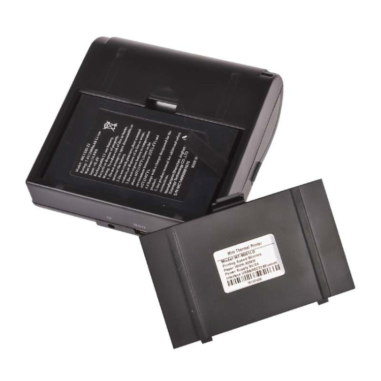Thermal receipt printer with open bottom cover and instruction label